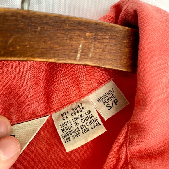 Eddie Bauer Salmon Linen Pleated Shirtdress - Picture 2 of 5
